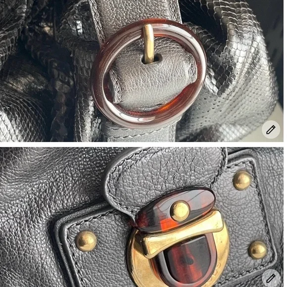 Marc Jacobs Snake Skin & Leather Karen Stam Kisslock Satchel Italy Y2K - Picture 10 of 16